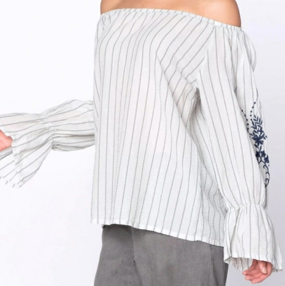 XCVI Striped Off the Shoulder Top - Picture 7 of 10